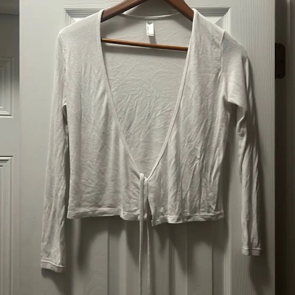 White American Apparel Open Front Tie Shirt - Ribbed - Size Small